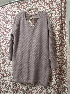 SHEIN Dusty Mauve V-Neck Textured Knit Dress